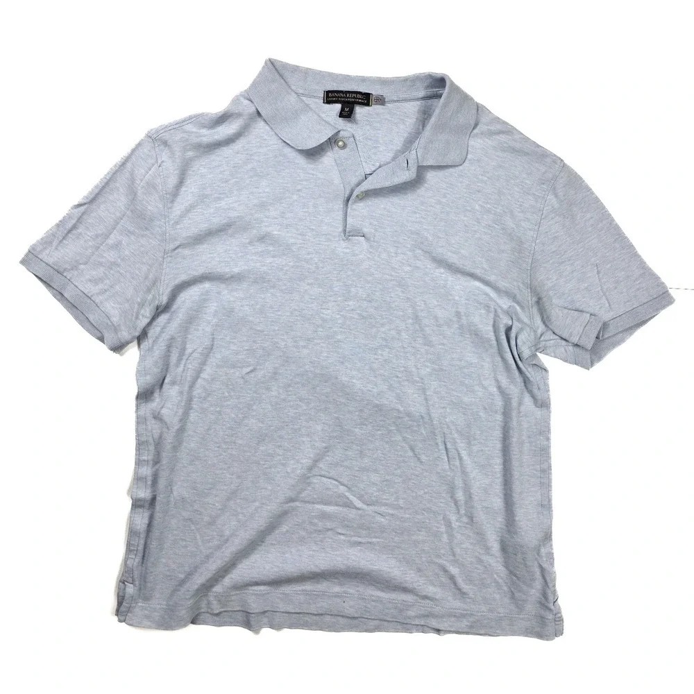 Banana Republic Luxury Touch Performance Gray 1/4 Button S/S Polo Men's Size M